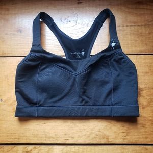 Smart Wool Phd Merino Wool Stretch Support Sports Bra Black Size S
